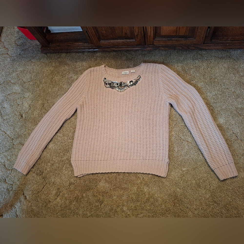 CATO Pink Sweater with Embellishments